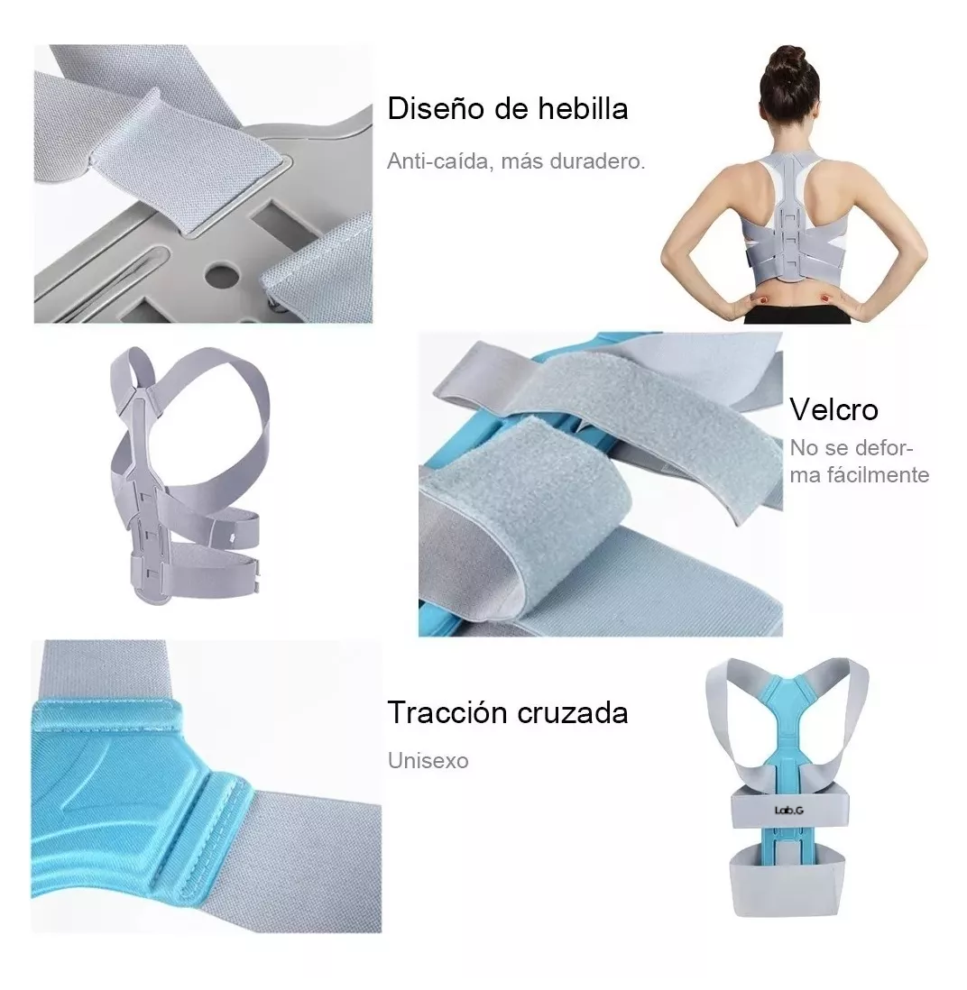 Foto 4 pulgar | Corrector De Postura Lab.g Para Hombres Y Mujeres Con Placa Soporte Gris Talla M