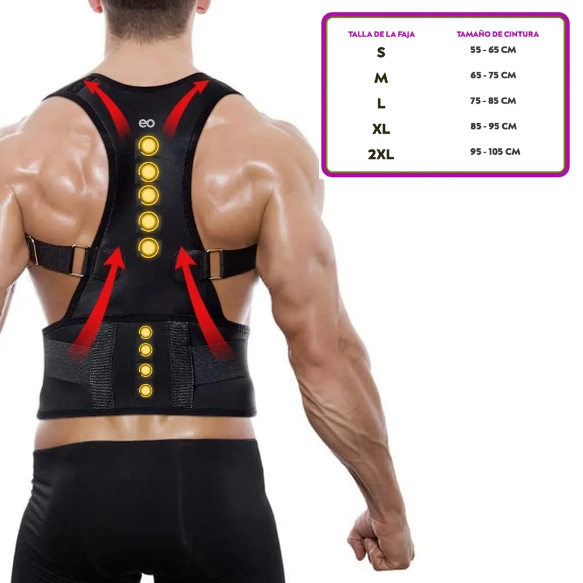 Foto 4 pulgar | Chaleco Corrector Postura Con 10 Imanes Para Hombre Y Mujer Talla: M Eo Safe Imports Esi-19014 Negro