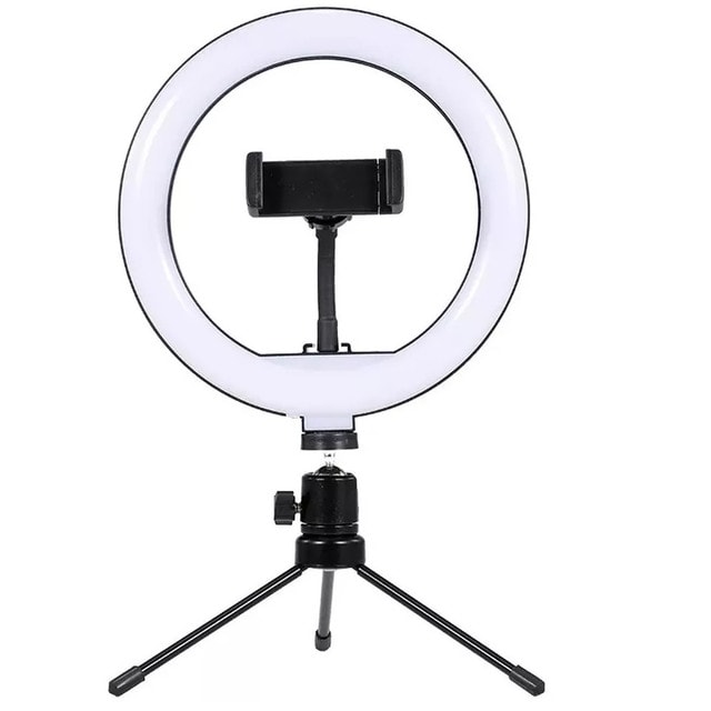 Lámpara Aro de Luz LED QX-260 color Blanco con Soporte para Celular Ring Fill $490