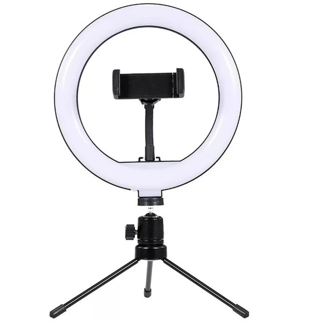 Lámpara Aro de Luz LED QX-260 color Blanco con Soporte para Celular Ring Fill