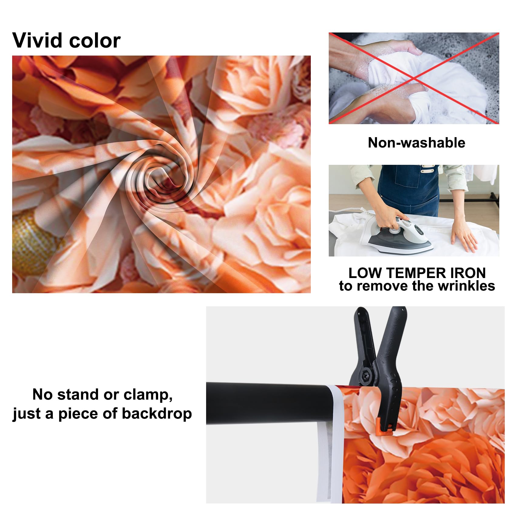 Foto 7 pulgar | Fondo Fotográfico Baocicco Orange Rose Vinilo de 2,2 x 1,5 m - Venta Internacional