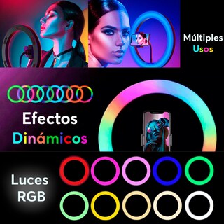 Foto 2 | Aro de Luz Led Rgb Luxvi Soporte para Teléfono Rotación 360 Grados 2 Piezas
