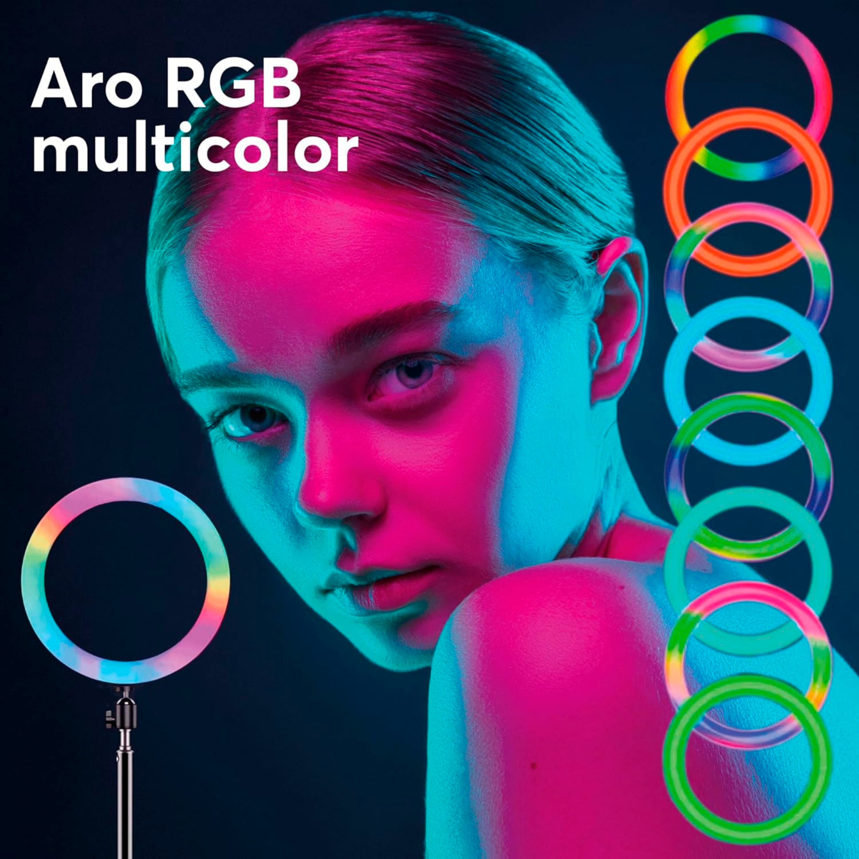 Foto 7 pulgar | Aro de Luz Led Rgb Luxvi Soporte para Teléfono Rotación 360 Grados 2 Piezas