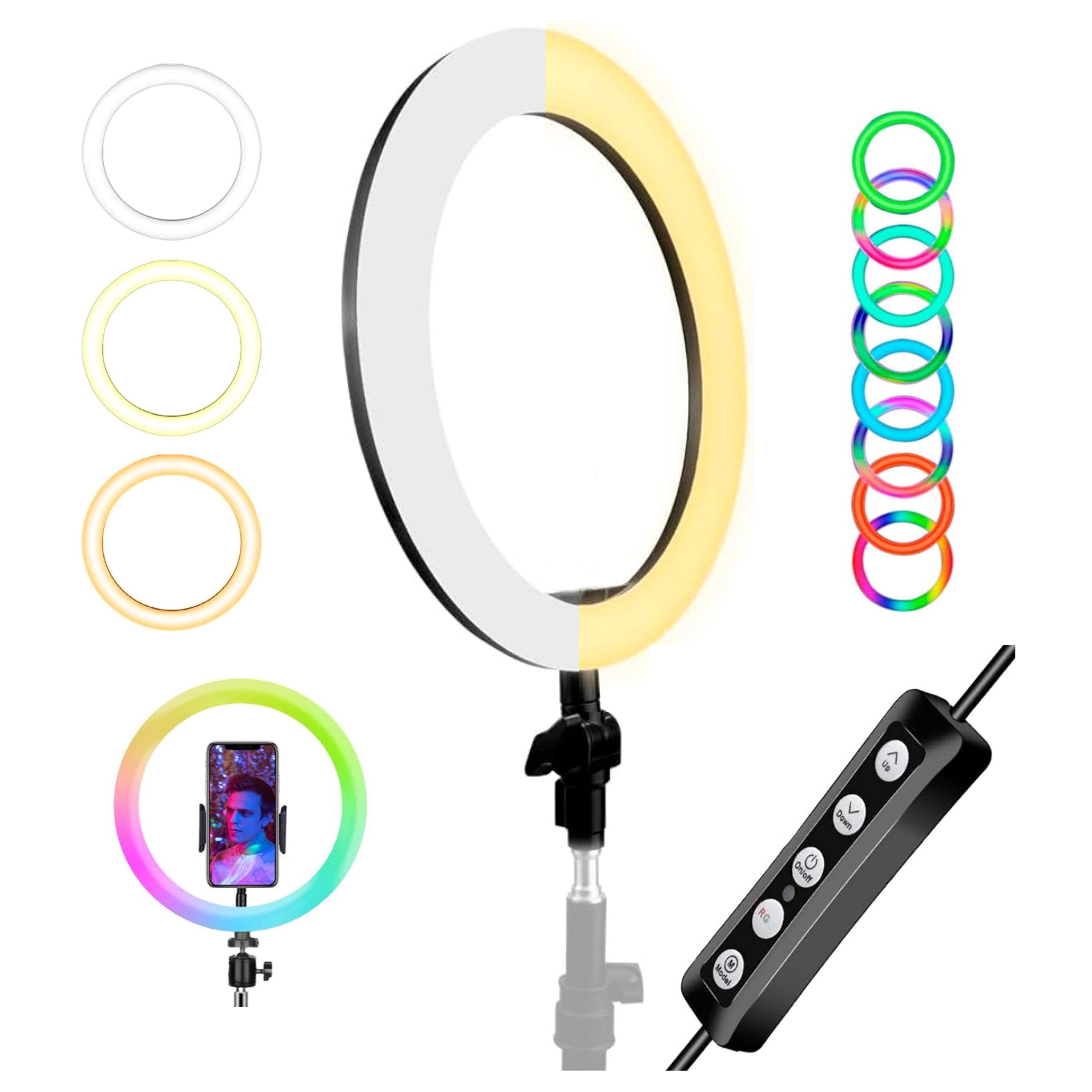 Foto 2 pulgar | Aro de Luz Led Rgb con Soporte para Teléfono Rotación 360 Grados