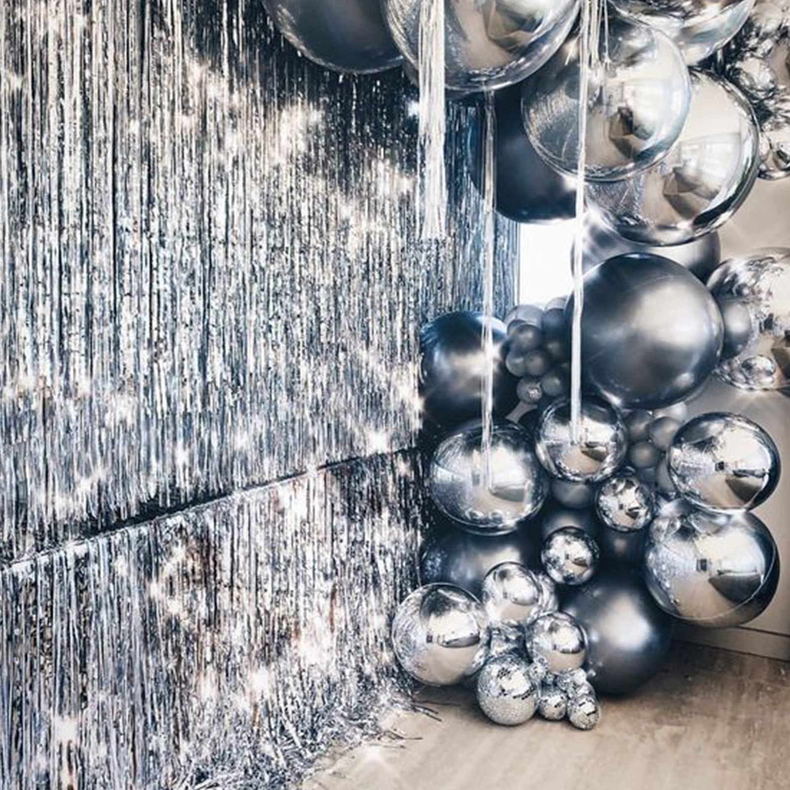 Foto 5 pulgar | Cortinas Con Flecos De Aluminio Partywoo Silver, 2 Unidades, 100 X 200 Cm - Venta Internacional.