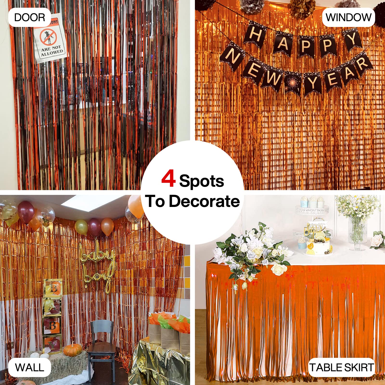 Foto 6 pulgar | Cortinas Con Flecos Partywoo, Color Naranja, 1 X 2 M, 2 Unidades - Venta Internacional.