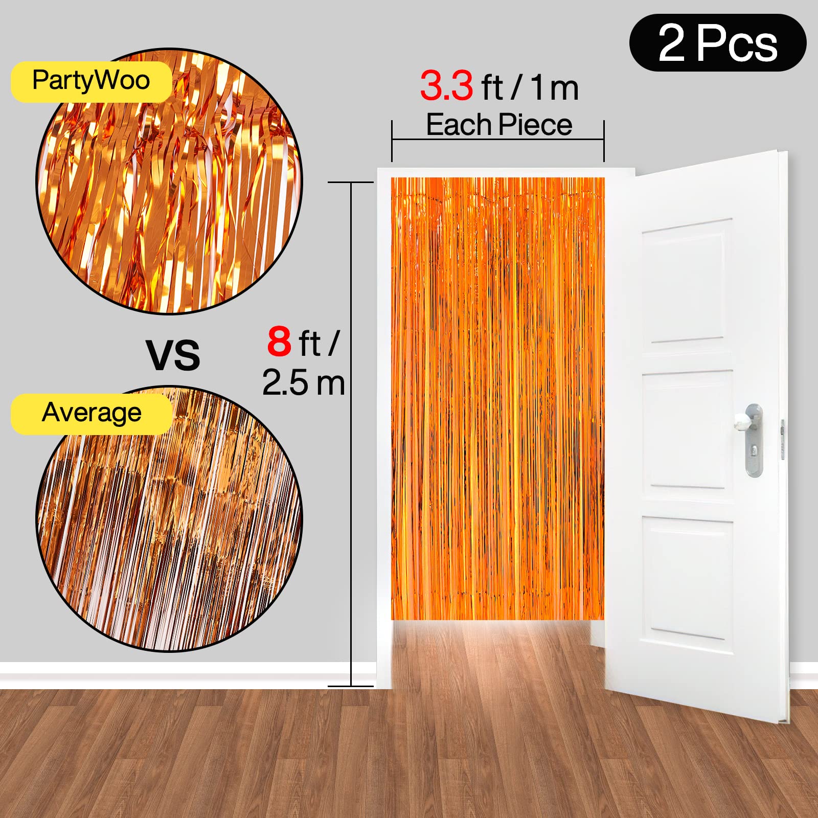 Foto 7 pulgar | Cortinas Con Flecos Partywoo, Color Naranja, 1 X 2 M, 2 Unidades - Venta Internacional.