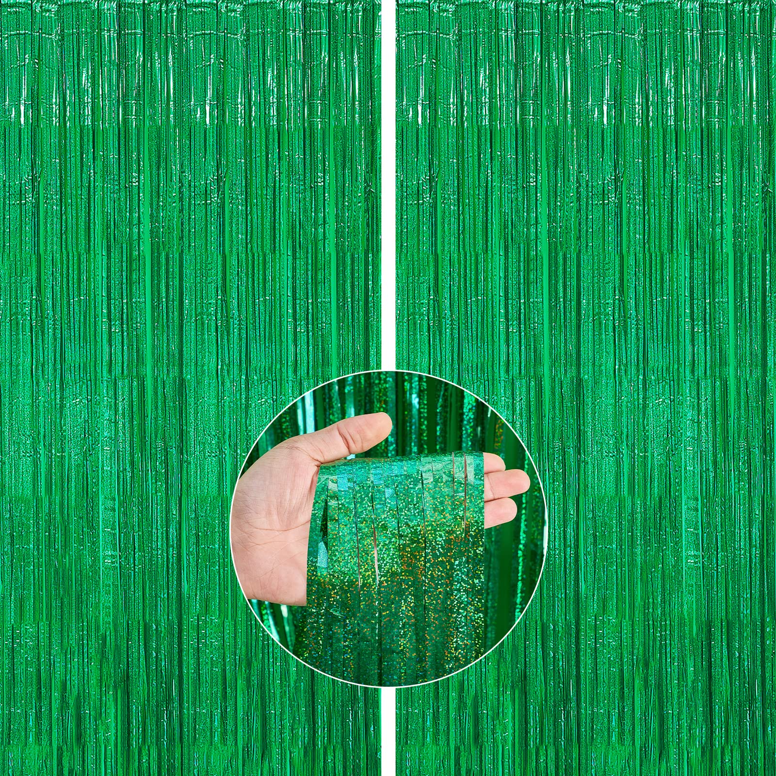 Foto 1 | Cortina Partywoo Con Flecos De Lámina Verde Para Decoración De Fiestas, 2 Unidades - Venta Internacional.
