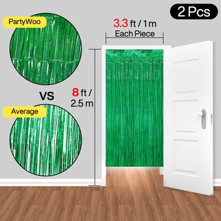 Foto 6 | Cortina Partywoo Con Flecos De Lámina Verde Para Decoración De Fiestas, 2 Unidades - Venta Internacional.