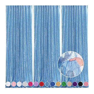 Foto 1 | Telón De Fondo Con Lentejuelas Queendream, 3 Paneles, Color Azul Claro, 60 X 240 Cm - Venta Internacional.