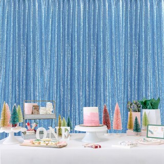 Foto 5 | Telón De Fondo Con Lentejuelas Queendream, 3 Paneles, Color Azul Claro, 60 X 240 Cm - Venta Internacional.