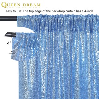 Foto 6 | Telón De Fondo Con Lentejuelas Queendream, 3 Paneles, Color Azul Claro, 60 X 240 Cm - Venta Internacional.