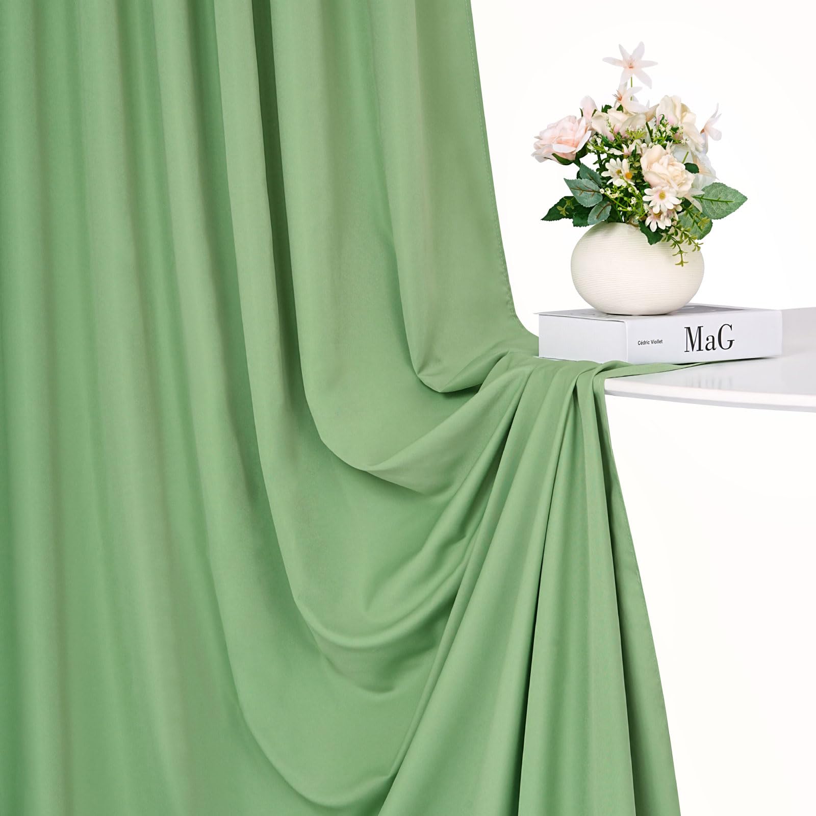 Foto 5 | Cortinas De Fondo Soardream De Poliéster Verde Salvia, 3 X 3 M - Venta Internacional.