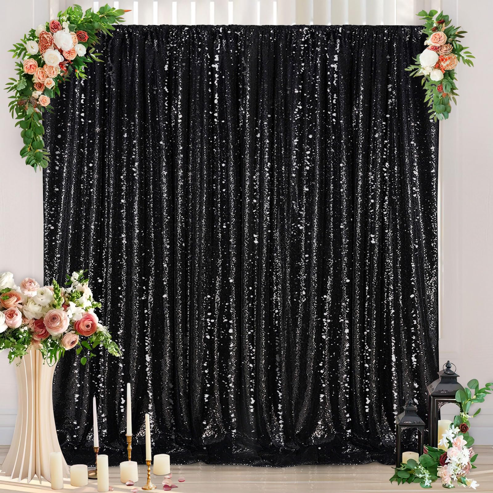 Foto 5 | Fotomatón Queendream Con Fondo De Lentejuelas, Color Negro, 2,4 M X 2,4 M, Con Purpurina - Venta Internacional.