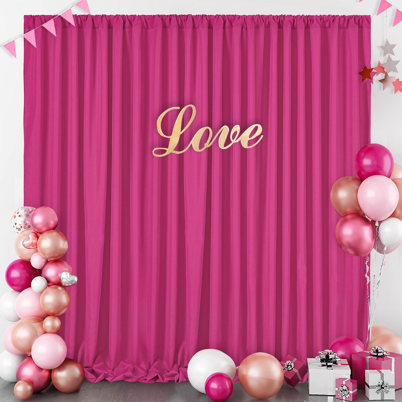 Cortinas De Fondo Soardream De Poliéster Rosa Intenso, 3 X 3 M - Venta Internacional.