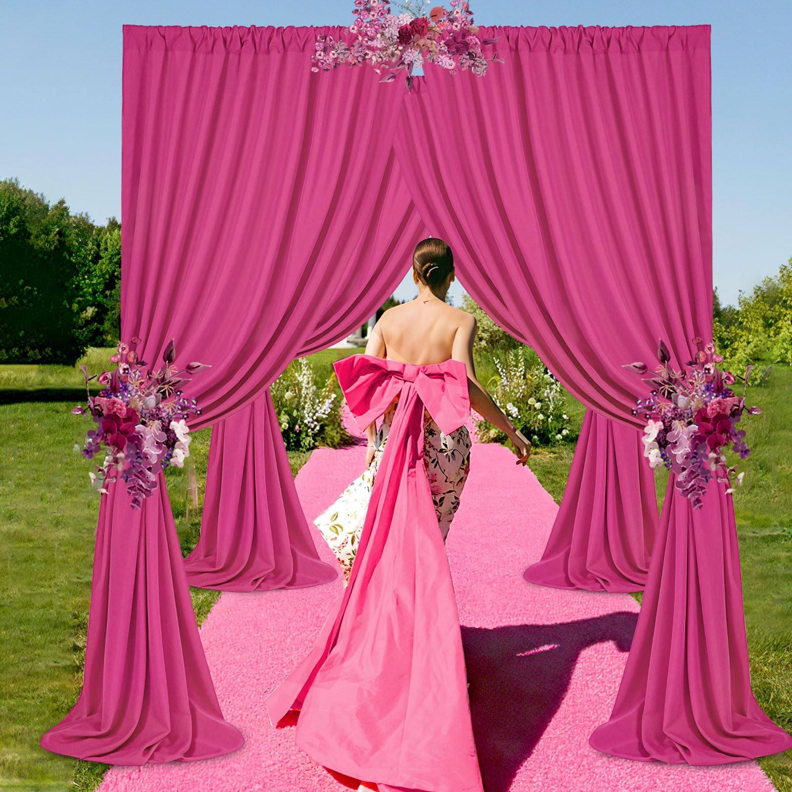 Foto 3 pulgar | Cortinas De Fondo Soardream De Poliéster Rosa Intenso, 3 X 3 M - Venta Internacional.