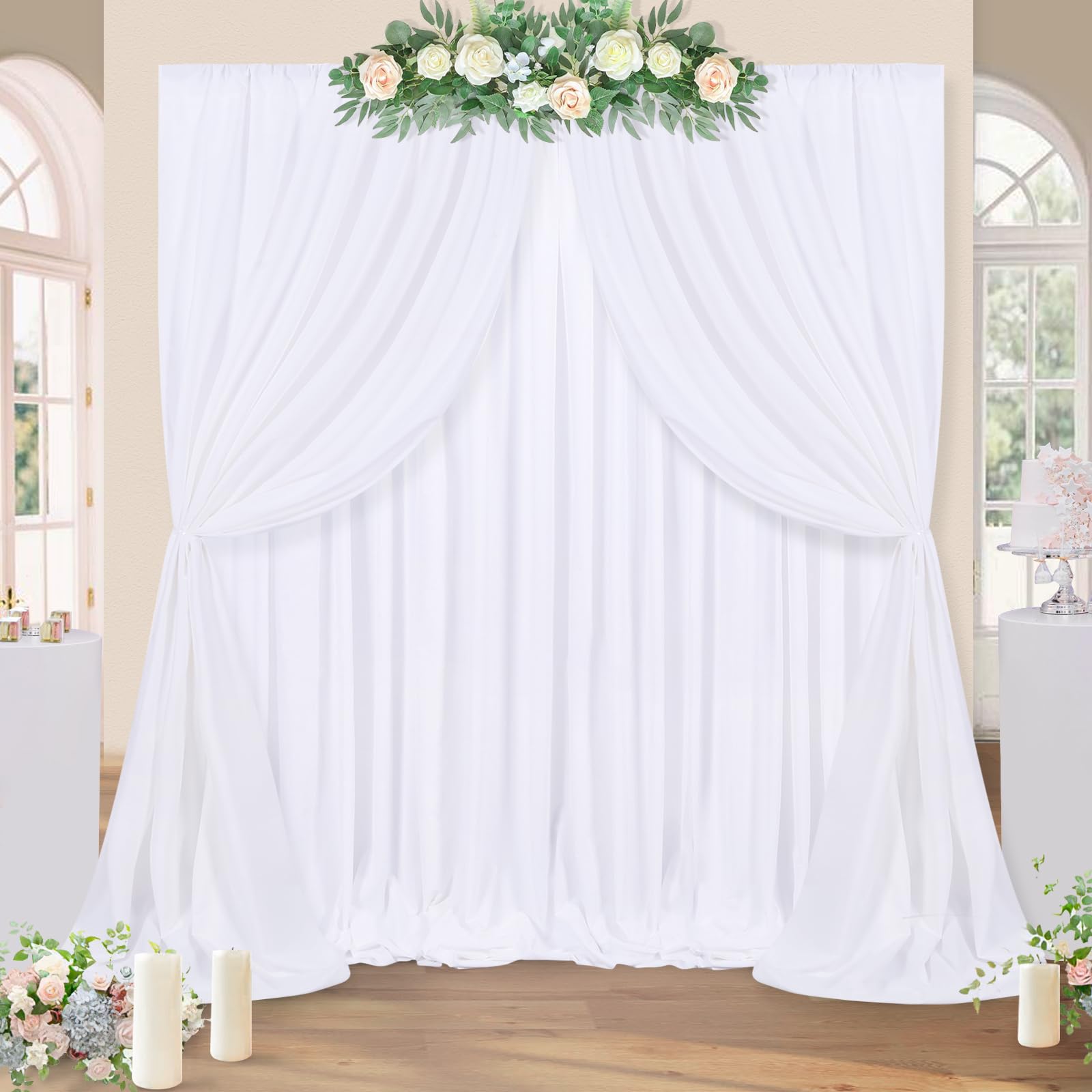 Cortinas De Fondo Soardream, Color Blanco, 4 Paneles, 1,5 M X 3 M, Poliéster - Venta Internacional.