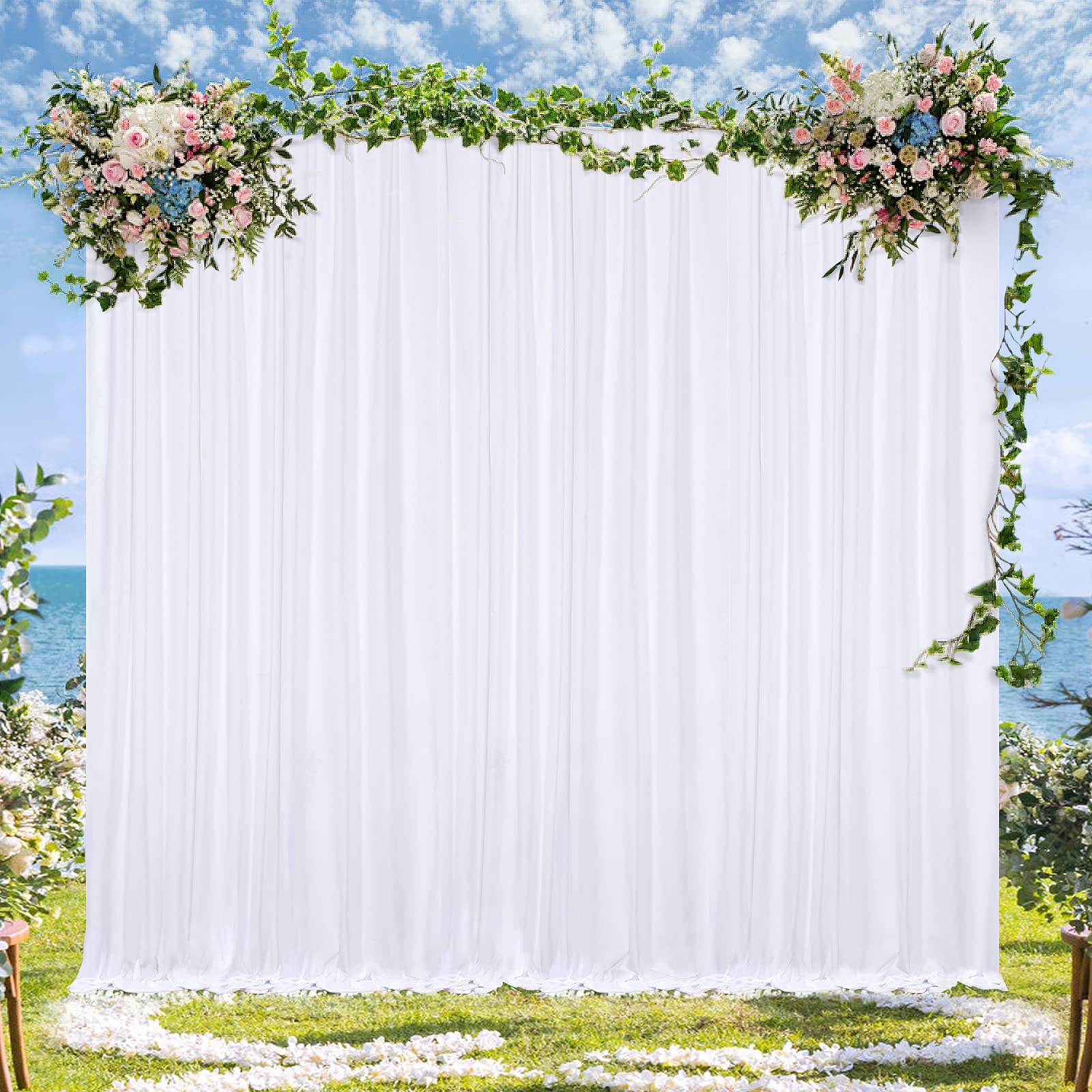 Foto 6 | Cortinas De Fondo Soardream, Color Blanco, 4 Paneles, 1,5 M X 3 M, Poliéster - Venta Internacional.