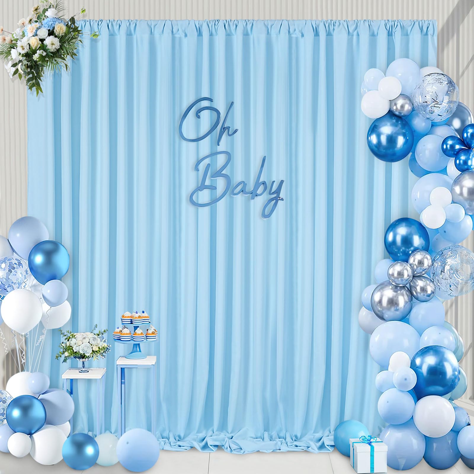 Cortinas De Fondo Soardream Baby Blue De Poliéster De 3 X 3 M - Venta Internacional.