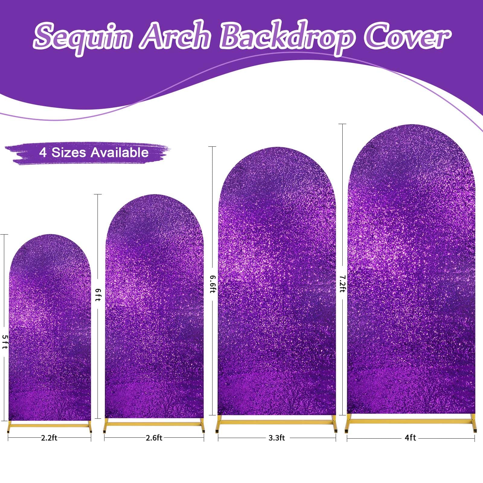 Foto 7 pulgar | Funda Para Arco De Boda Fanqisi, Purpurina, Color Morado, 2 M X 1,8 M, Elastano - Venta Internacional.