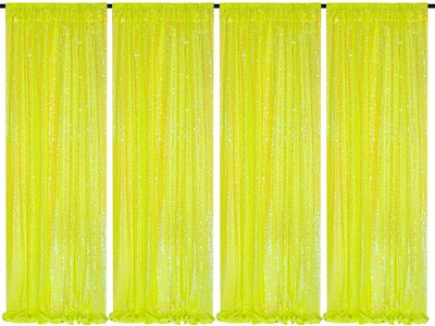 Foto 1 | Cortinas De Telón De Fondo Queen Dream, Color Amarillo, 60 X 240 Cm, 4 Paneles - Venta Internacional.