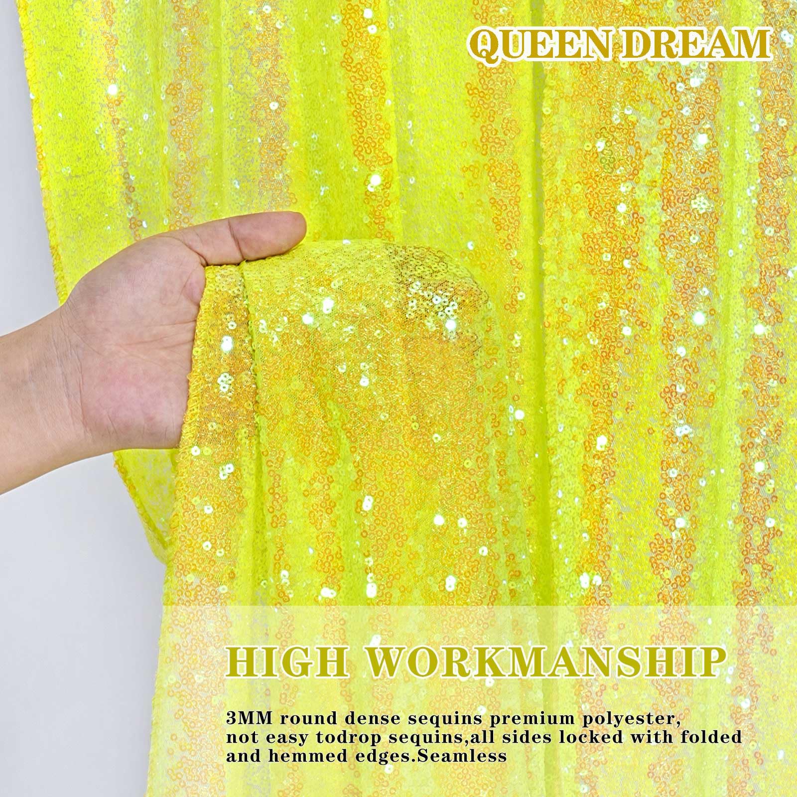 Foto 5 | Cortinas De Telón De Fondo Queen Dream, Color Amarillo, 60 X 240 Cm, 4 Paneles - Venta Internacional.