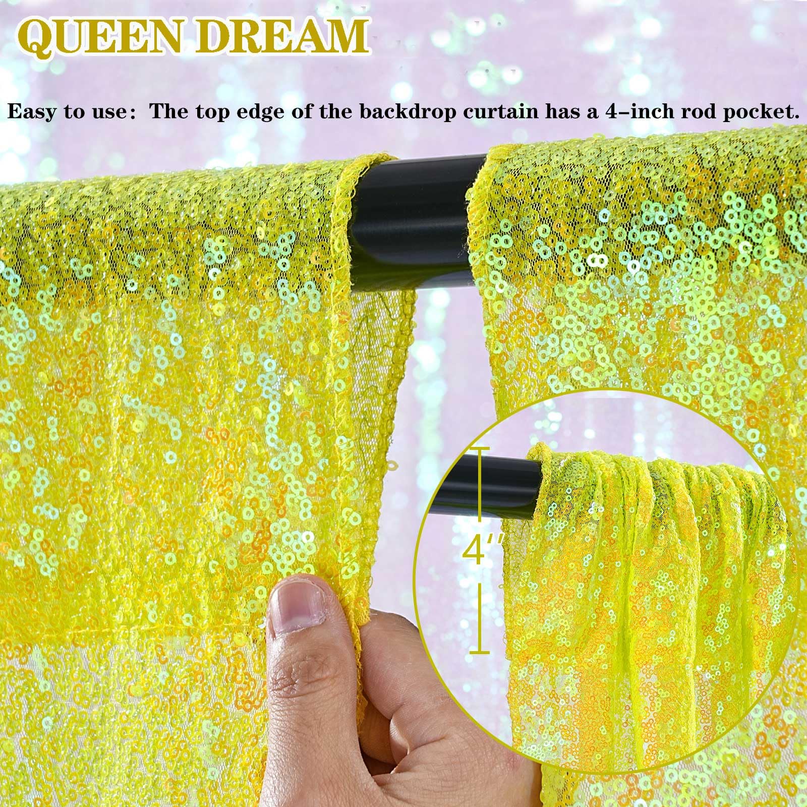 Foto 6 | Cortinas De Telón De Fondo Queen Dream, Color Amarillo, 60 X 240 Cm, 4 Paneles - Venta Internacional.