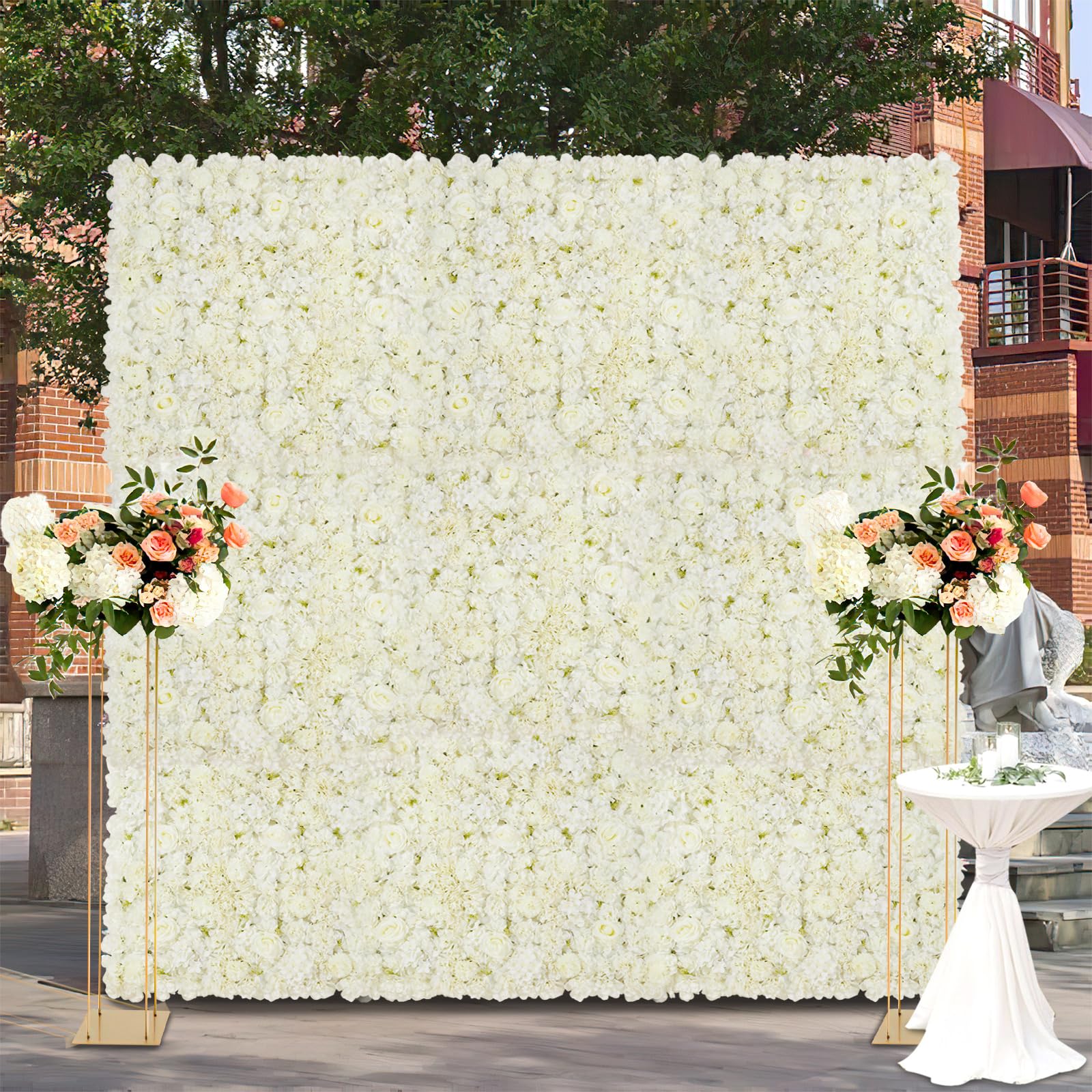 Paneles Florales Artificiales Para Pared Fanqisi, Color Blanco, 15 X 15 Cm (24 Unidades) - Venta Internacional.