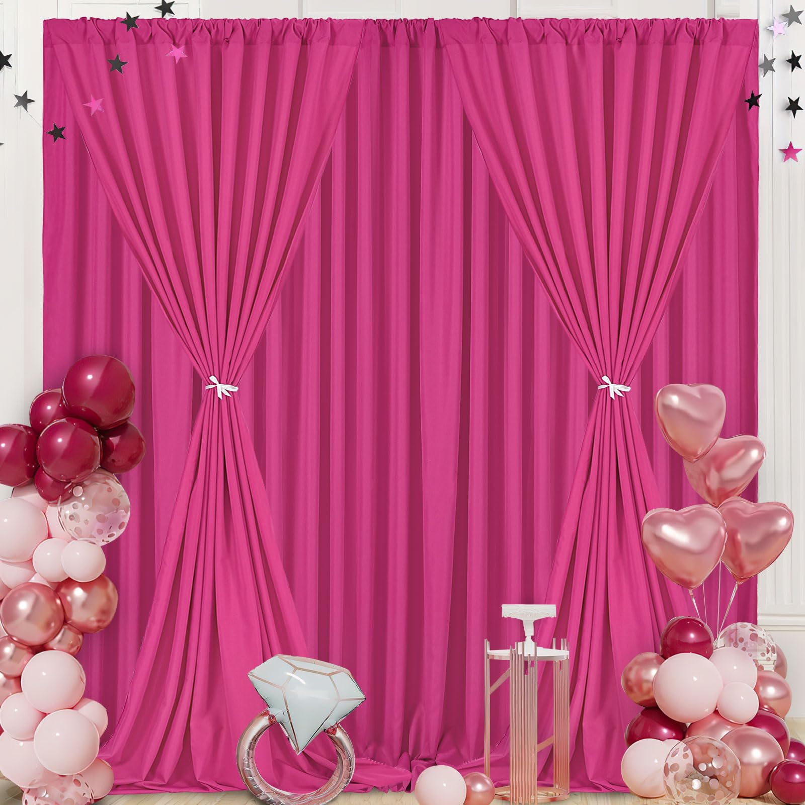 Foto 6 | Cortinas De Fondo Soardream De Poliéster Rosa Intenso De 6 X 3 M - Venta Internacional.