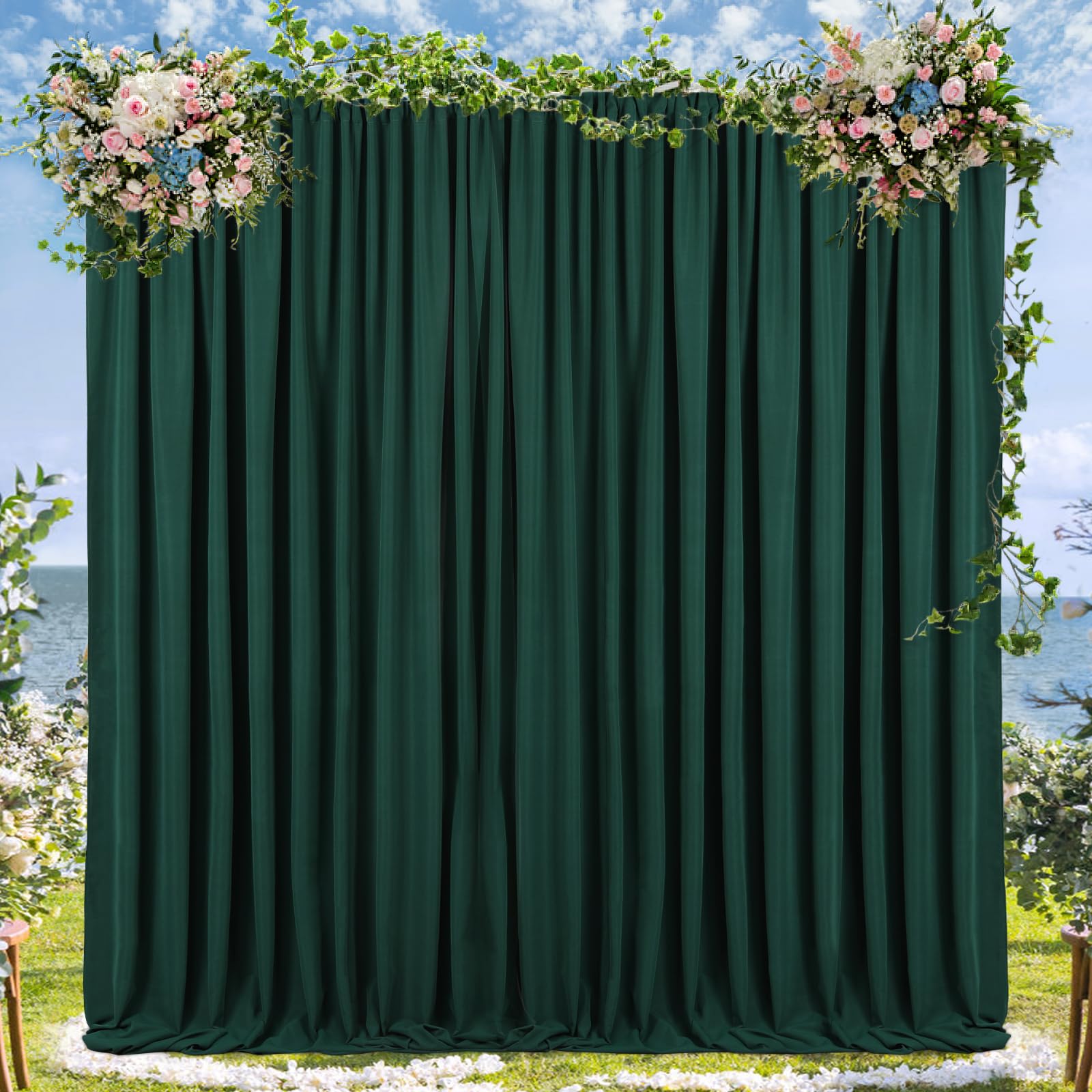 Foto 2 pulgar | Cortinas De Fondo Soardream De Poliéster Verde De 3 X 3 M - Venta Internacional.