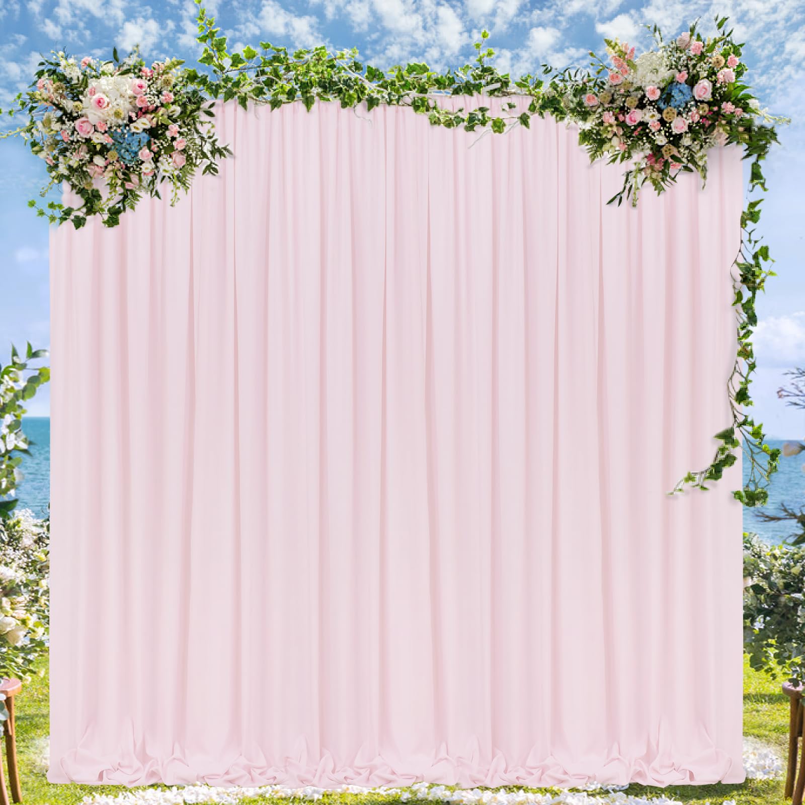 Foto 3 pulgar | Cortinas De Fondo Soardream De Poliéster Rosa De 1,5 M X 3 M, 4 Paneles - Venta Internacional.