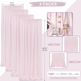 Foto 3 | Cortinas De Fondo Soardream De Poliéster Rosa De 1,5 M X 3 M, 4 Paneles - Venta Internacional.