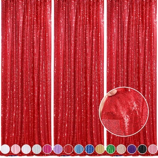 Foto 1 | Cortinas Rojas Queen Dream Con Fondo De Lentejuelas, Paquete De 3 Unidades, 60 X 240 Cm - Venta Internacional.