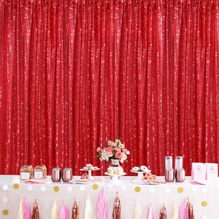 Foto 6 | Cortinas Rojas Queen Dream Con Fondo De Lentejuelas, Paquete De 3 Unidades, 60 X 240 Cm - Venta Internacional.