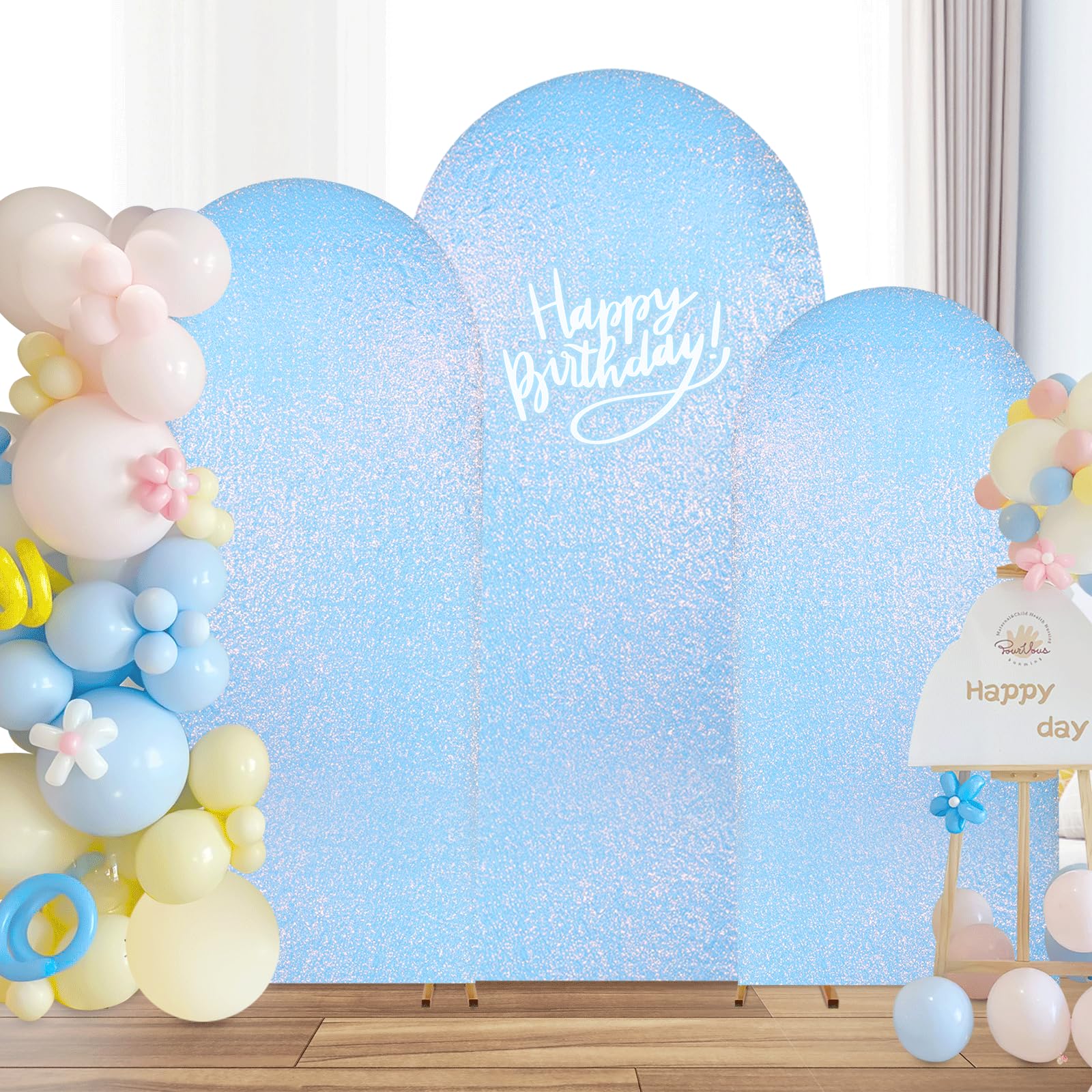 Foto 4 pulgar | Set De Fundas Para Arcos De Boda Fanqisi Mermaid Blue Shimmer De 6 Pies A 7.2 Pies - Venta Internacional.