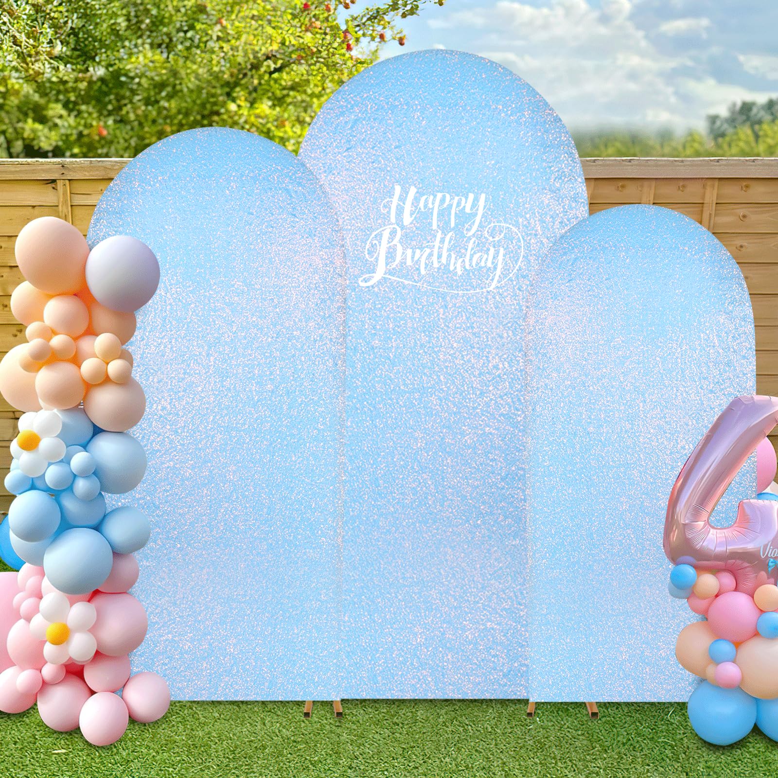 Foto 6 pulgar | Set De Fundas Para Arcos De Boda Fanqisi Mermaid Blue Shimmer De 6 Pies A 7.2 Pies - Venta Internacional.