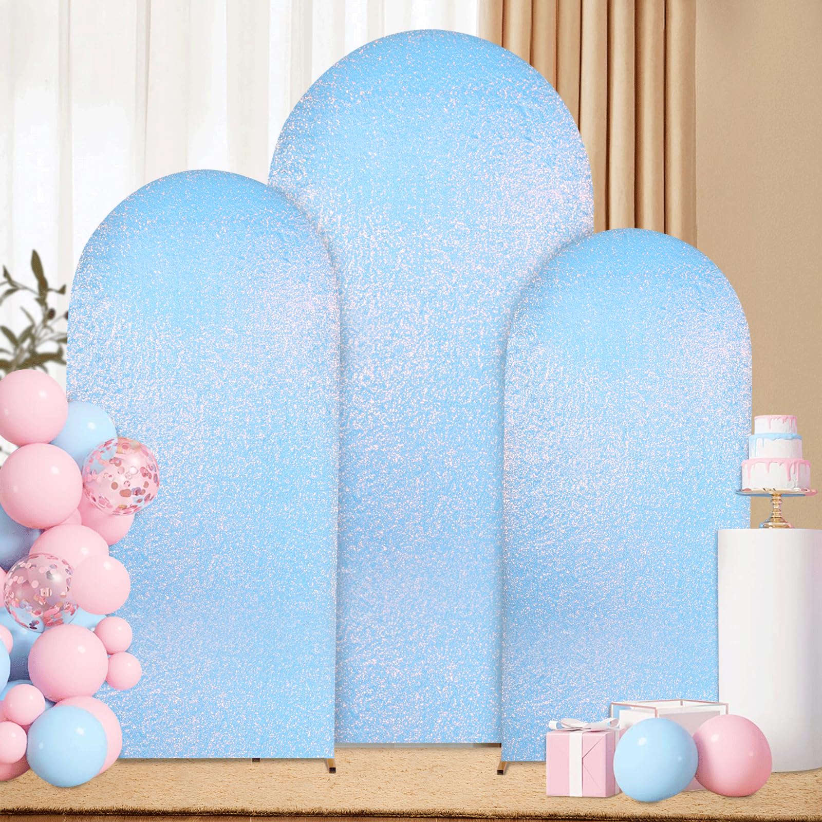 Foto 8 pulgar | Set De Fundas Para Arcos De Boda Fanqisi Mermaid Blue Shimmer De 6 Pies A 7.2 Pies - Venta Internacional.