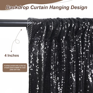 Foto 4 | Cortinas Soardream Con Fondo De Lentejuelas, 6 Piezas, 60 X 240 Cm, Color Negro - Venta Internacional.