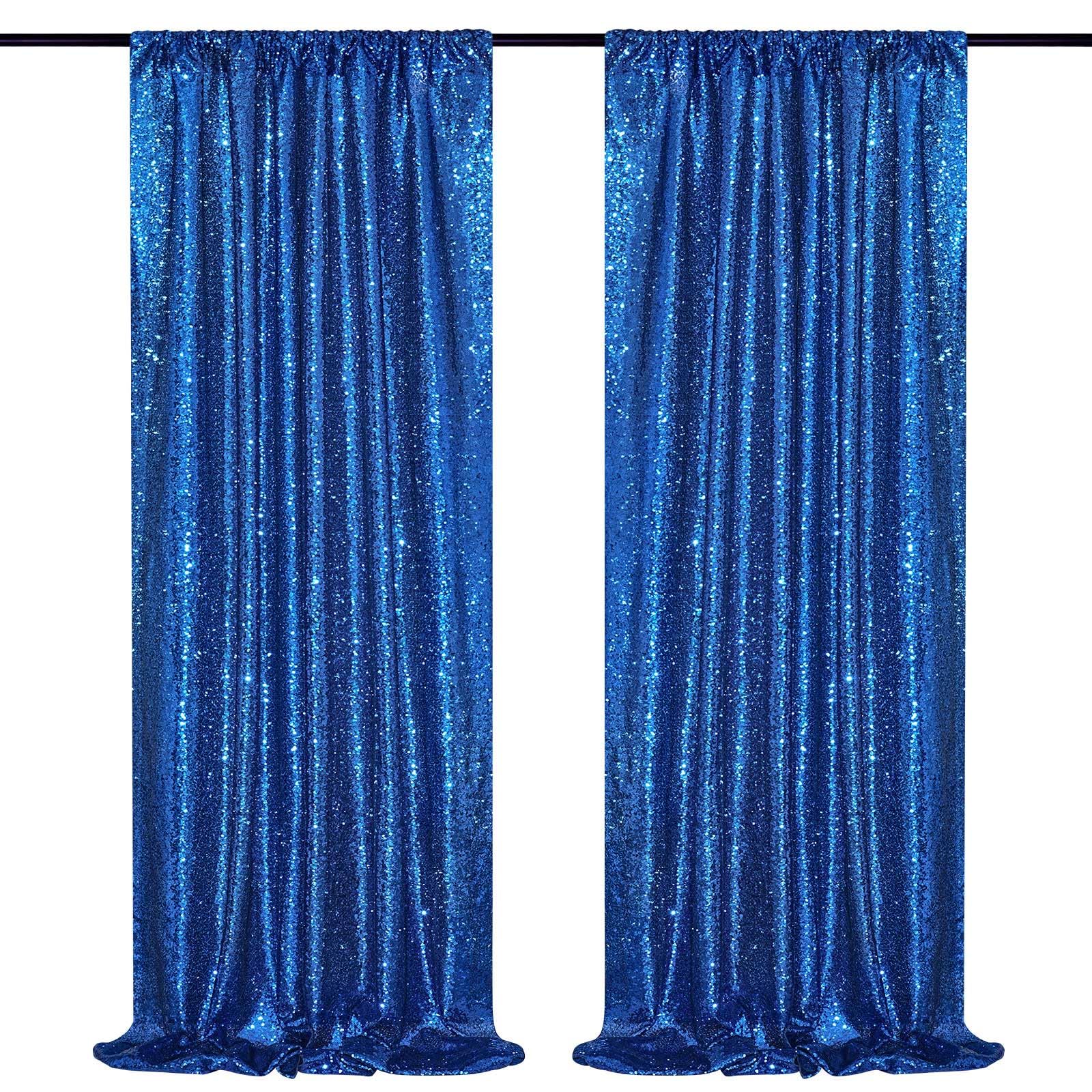 Cortinas B-cool Con Fondo De Lentejuelas, Color Azul Real, 60 X 240 Cm, 2 Paquetes - Venta Internacional.