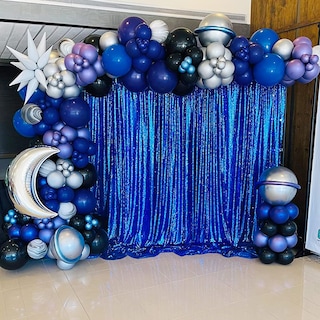 Foto 7 | Cortinas B-cool Con Fondo De Lentejuelas, Color Azul Real, 60 X 240 Cm, 2 Paquetes - Venta Internacional.