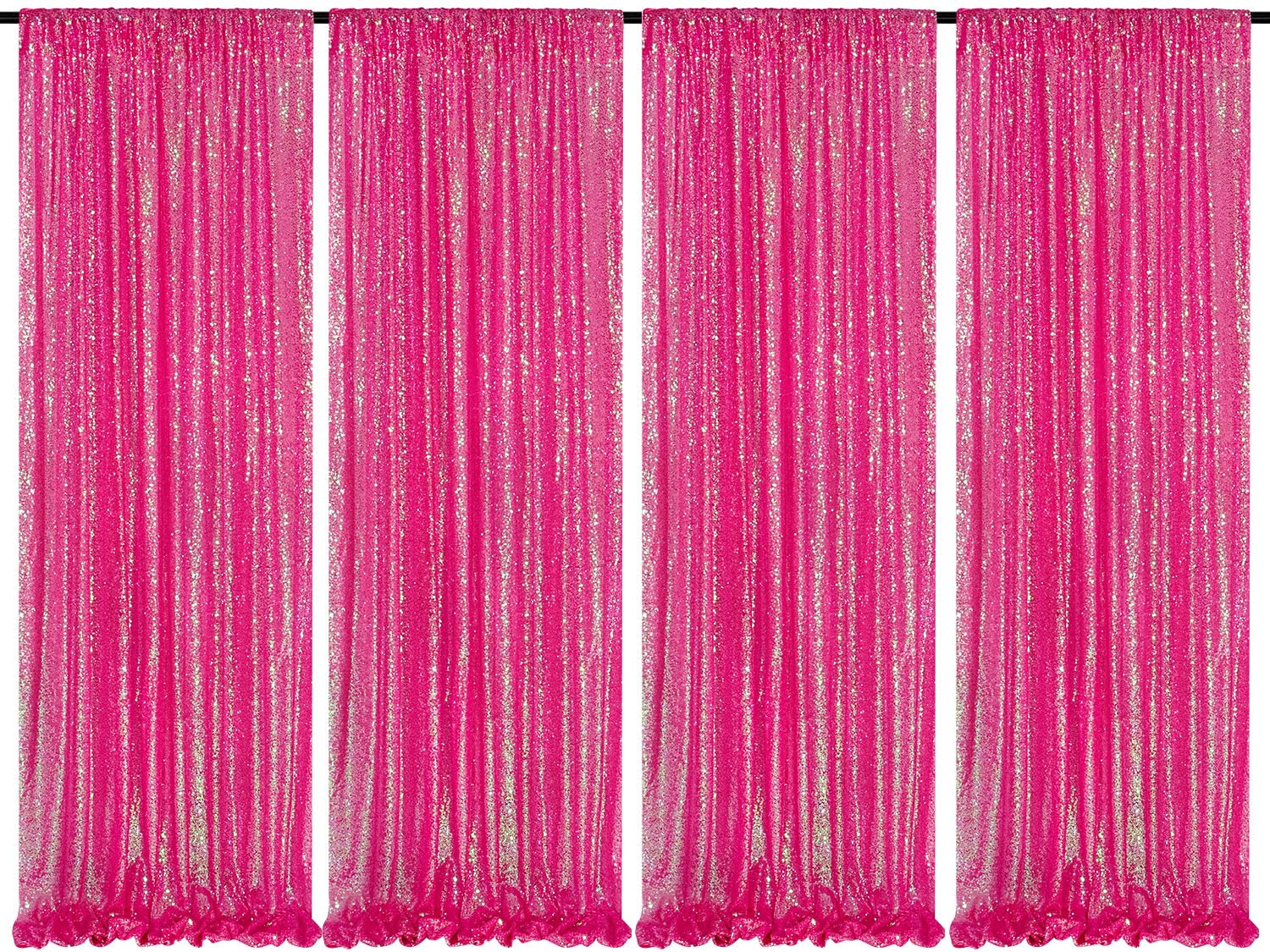 Foto 2 pulgar | Cortinas Con Fondo De Lentejuelas Iridiscentes, Color Rosa Intenso, 60 X 240 Cm, 4 Unidades - Venta Internacional.
