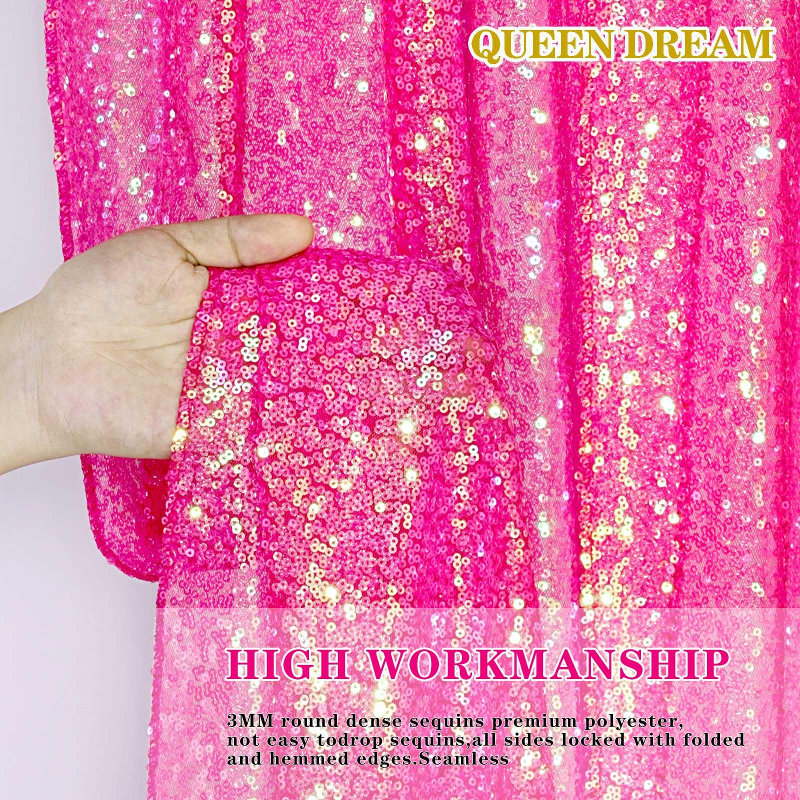 Foto 5 pulgar | Cortinas Con Fondo De Lentejuelas Iridiscentes, Color Rosa Intenso, 60 X 240 Cm, 4 Unidades - Venta Internacional.