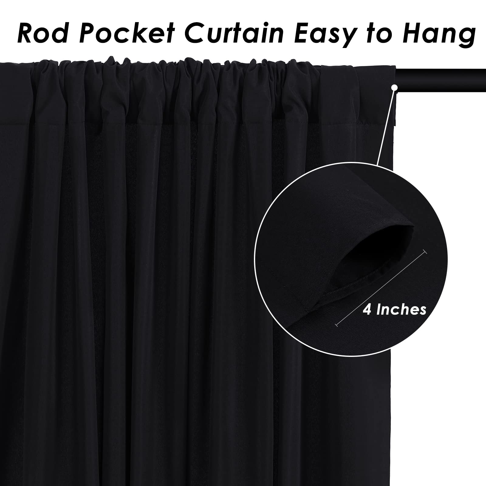 Foto 6 pulgar | Cortinas De Fondo Soardream De Poliéster Negro De 9 X 3 M, 6 Paneles - Venta Internacional.