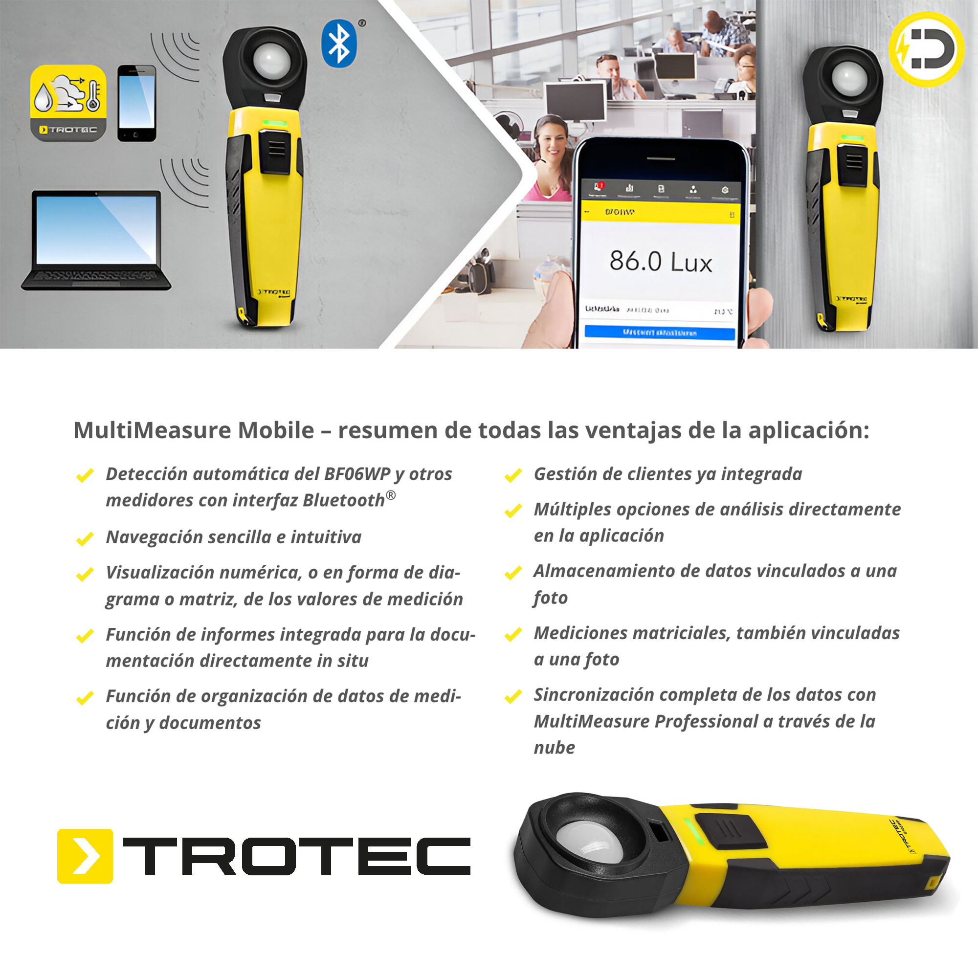 Foto 3 pulgar | Luxómetro Trotec con Bluetooth