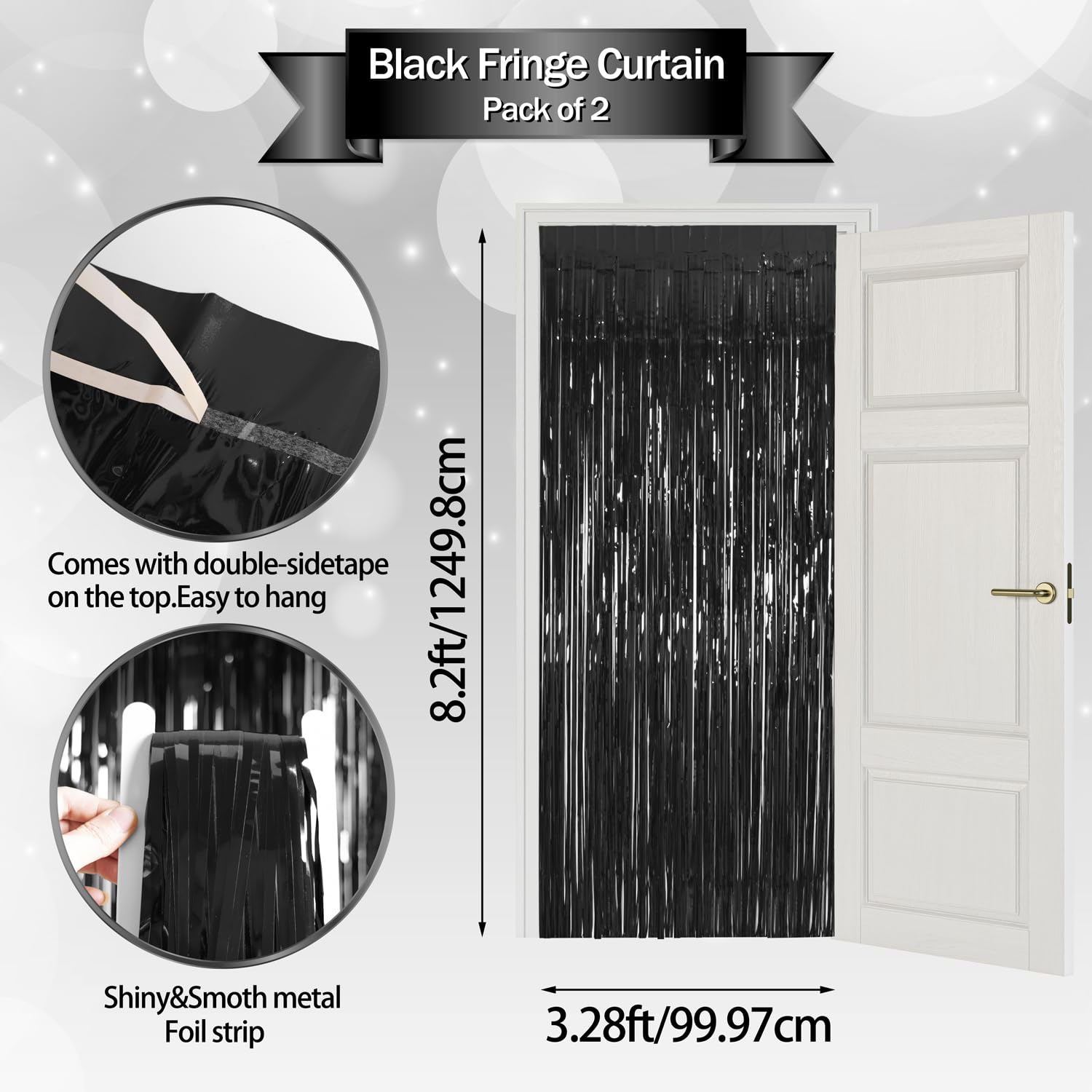 Foto 4 pulgar | Cortinas De Fondo Con Flecos De Aluminio Org, Negras, 1 M X 2,5 M, Paquete De 2 - Venta Internacional.