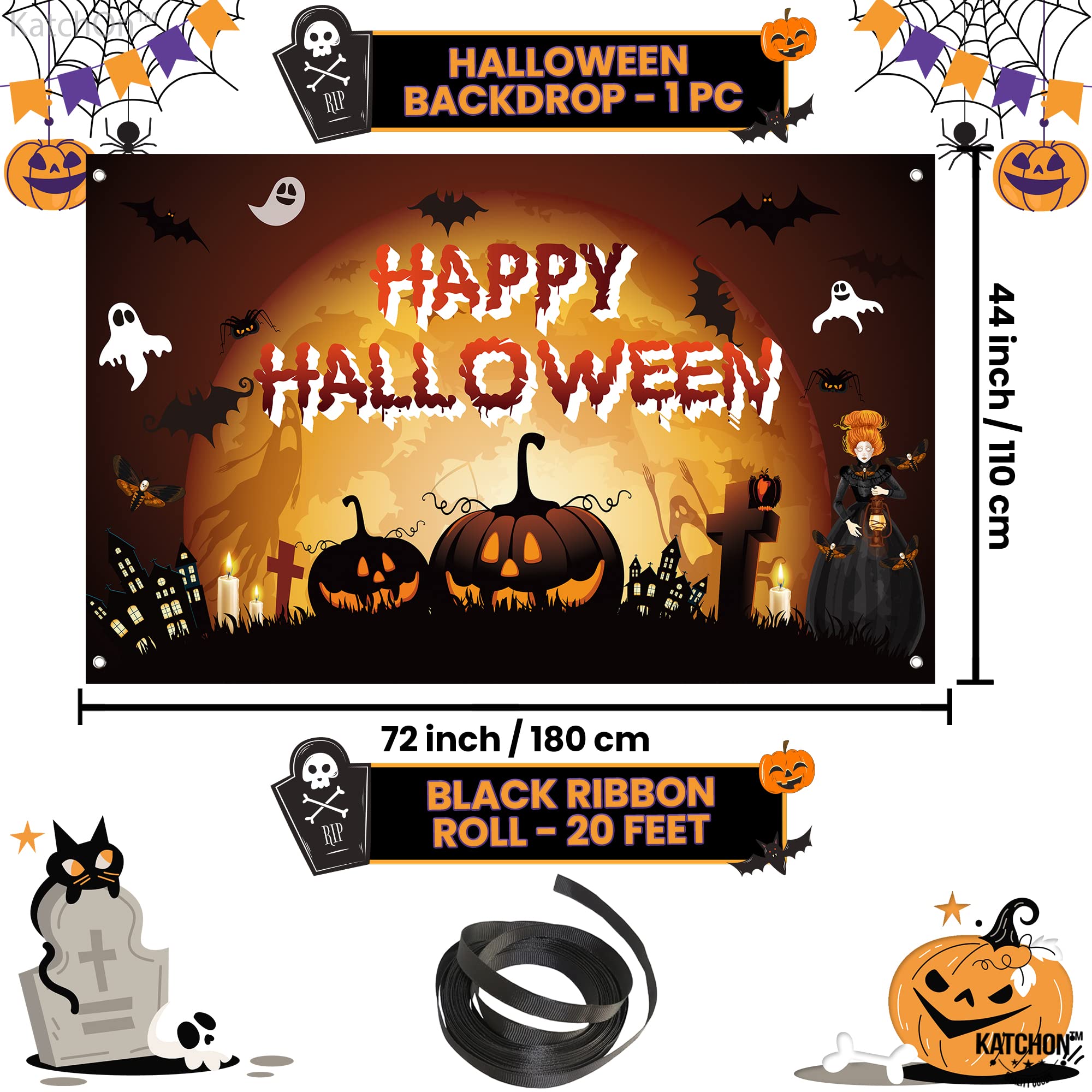 Foto 2 | Fondo De Halloween Katchon Haunted Happy Halloween Xtralarge - Venta Internacional.