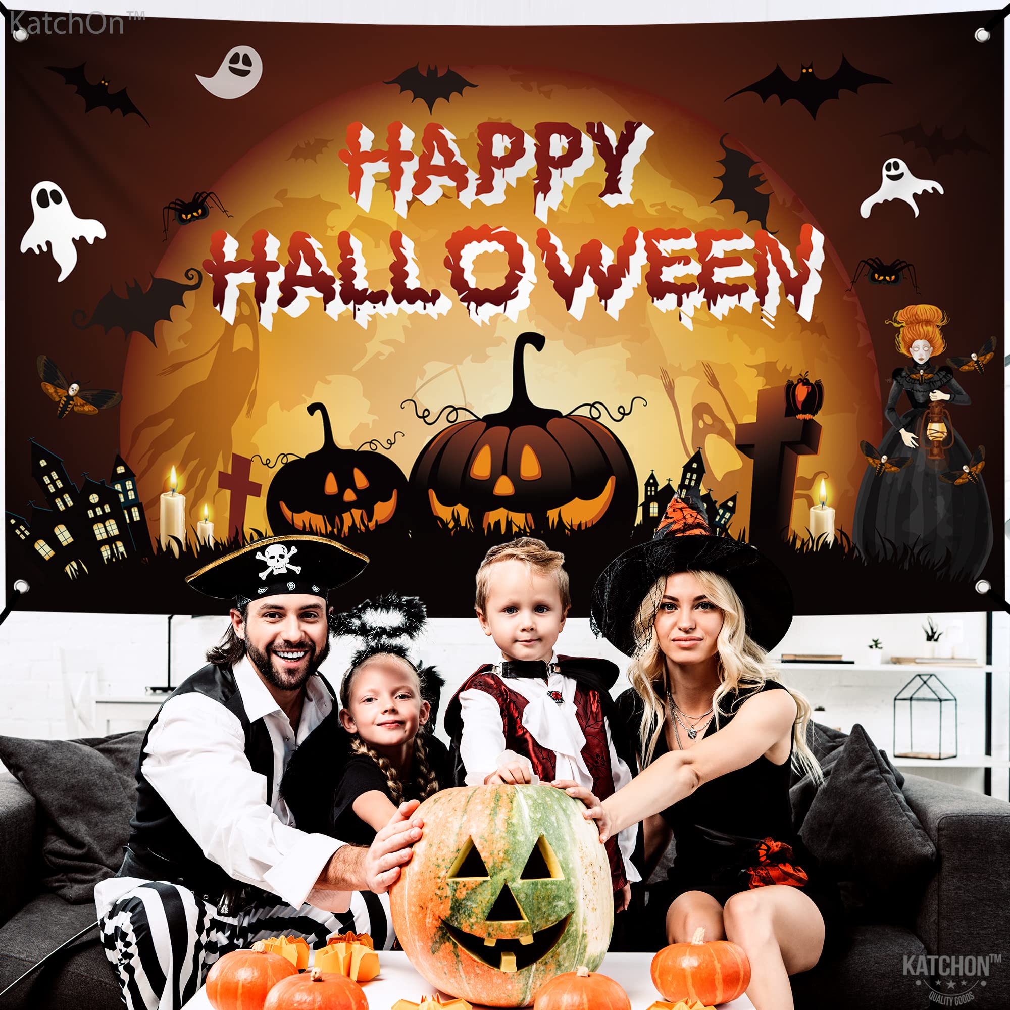 Foto 4 pulgar | Fondo De Halloween Katchon Haunted Happy Halloween Xtralarge - Venta Internacional.