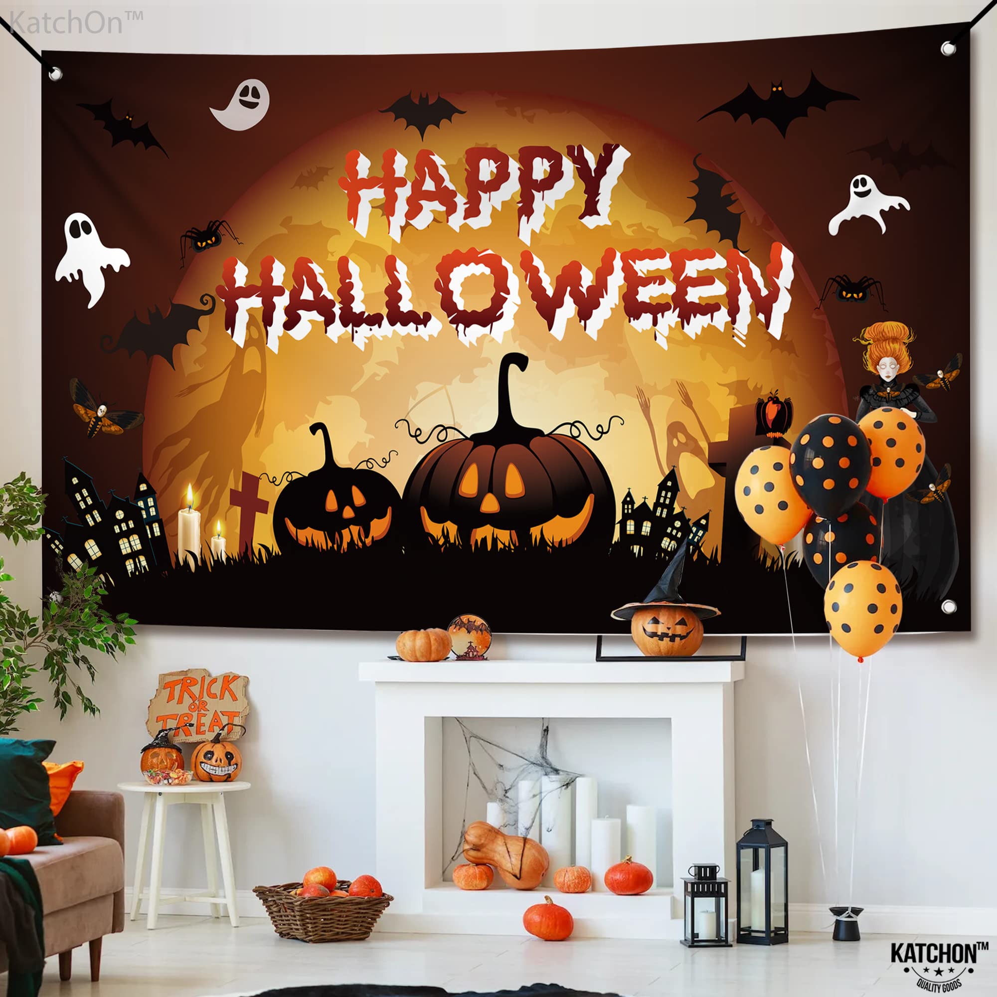 Foto 6 pulgar | Fondo De Halloween Katchon Haunted Happy Halloween Xtralarge - Venta Internacional.