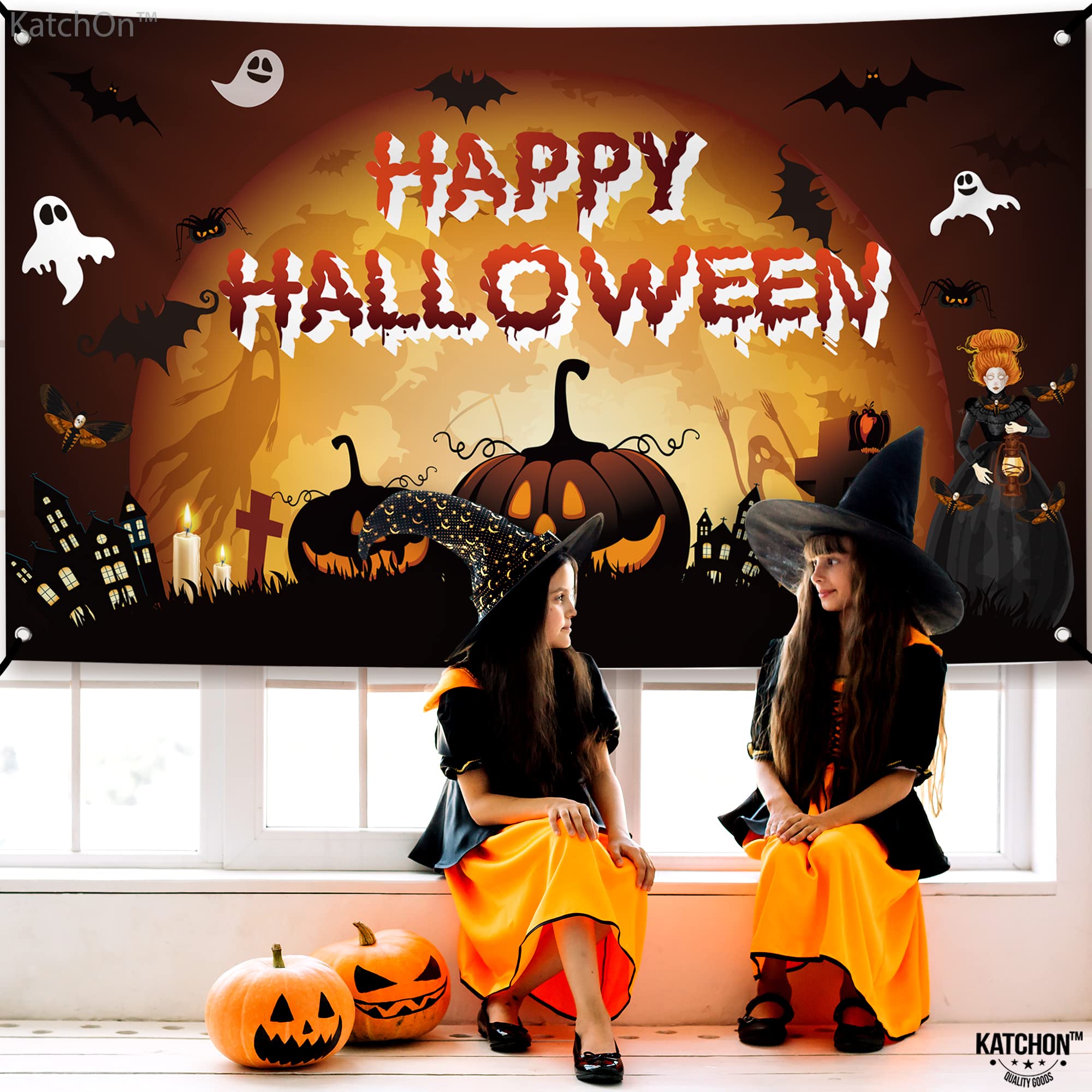 Foto 7 pulgar | Fondo De Halloween Katchon Haunted Happy Halloween Xtralarge - Venta Internacional.