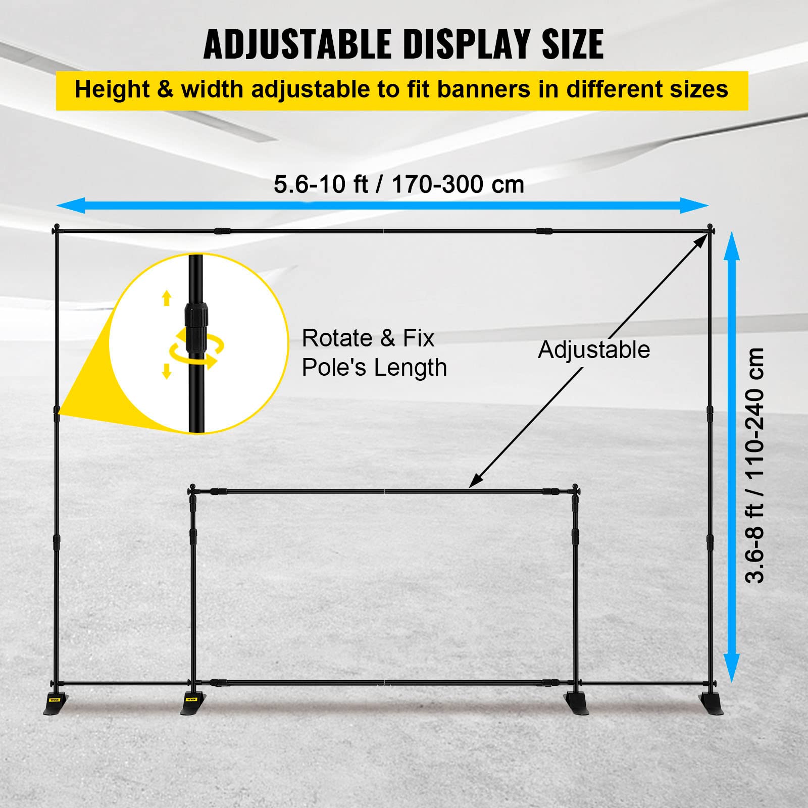 Foto 5 pulgar | Soporte De Telón De Fondo Vevor De 3 X 2,4 M, Altura Ajustable - Venta Internacional.